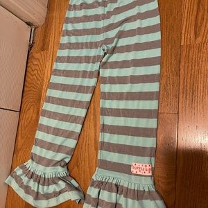 Girls Striped Ruffle Girl Pants Size 7